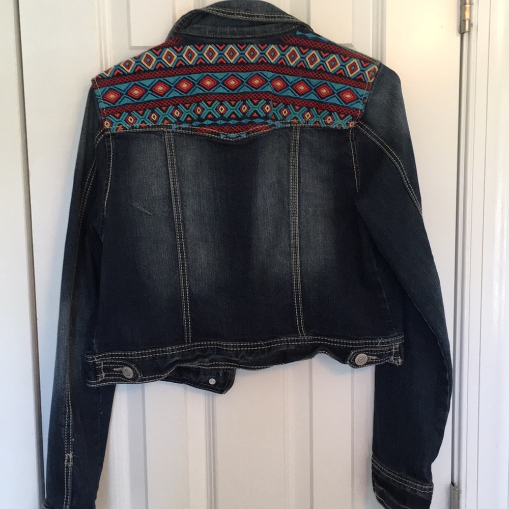 Tribal print jean jacket